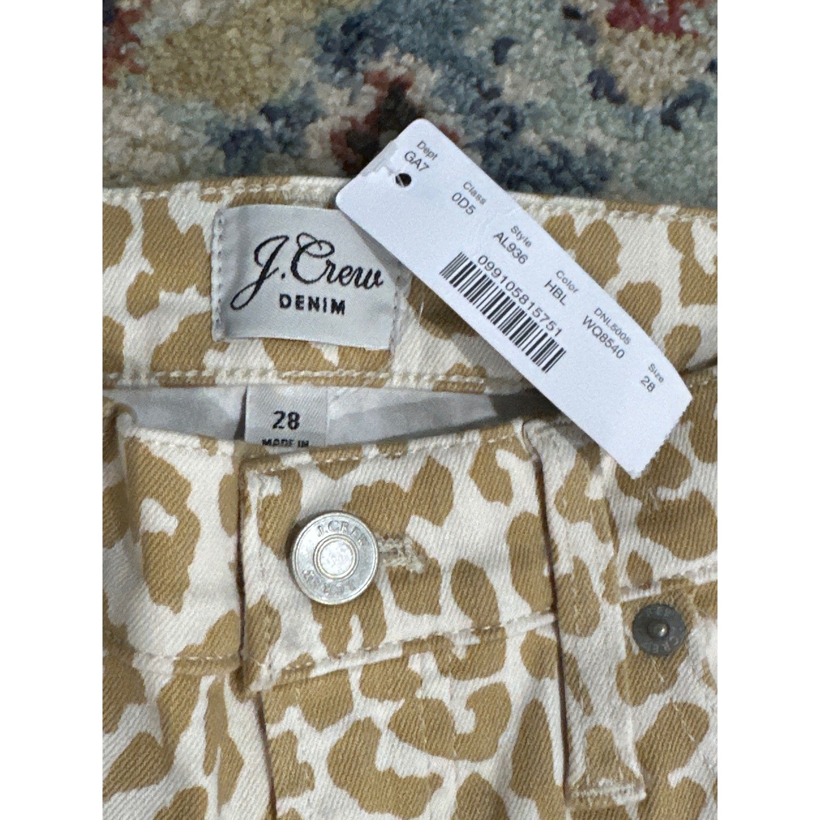 J. Crew Toothpick Jeans Women 28 Tan Leopard Print High Rise Skinny NWT4