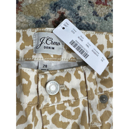 J. Crew Toothpick Jeans Women 28 Tan Leopard Print High Rise Skinny NWT4