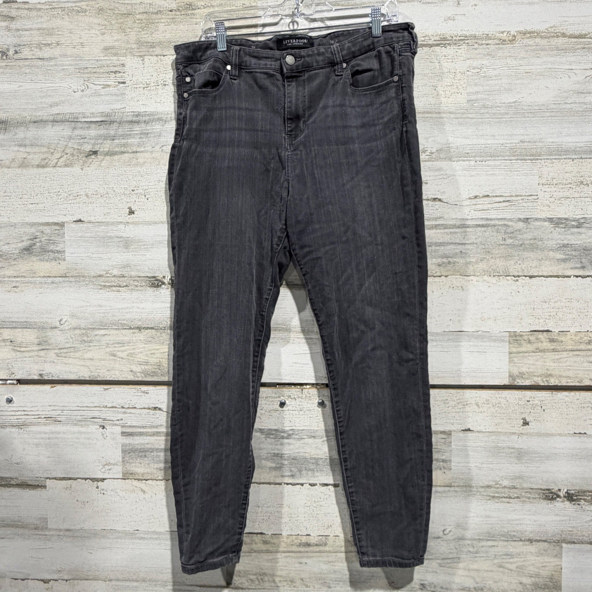 Liverpool The Skinny Jeans Women 16 Black Cotton Blend Faded Denim Casual0