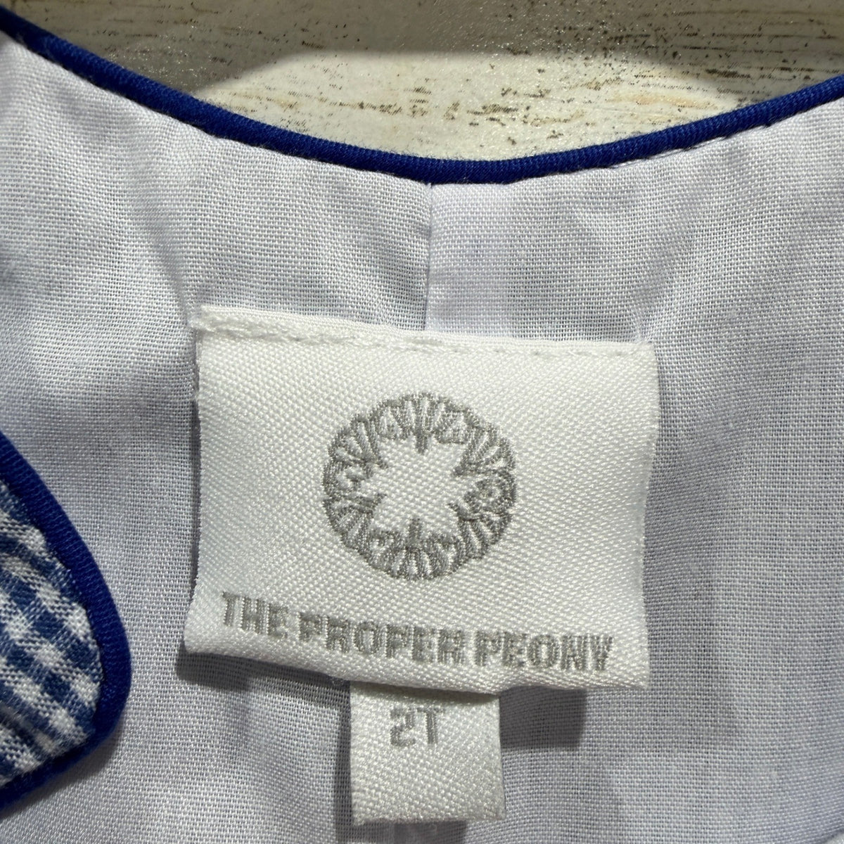 The Proper Peony Jon Jon Romper Boys 2T Blue Gingham Polycotton Classic Flawed*1