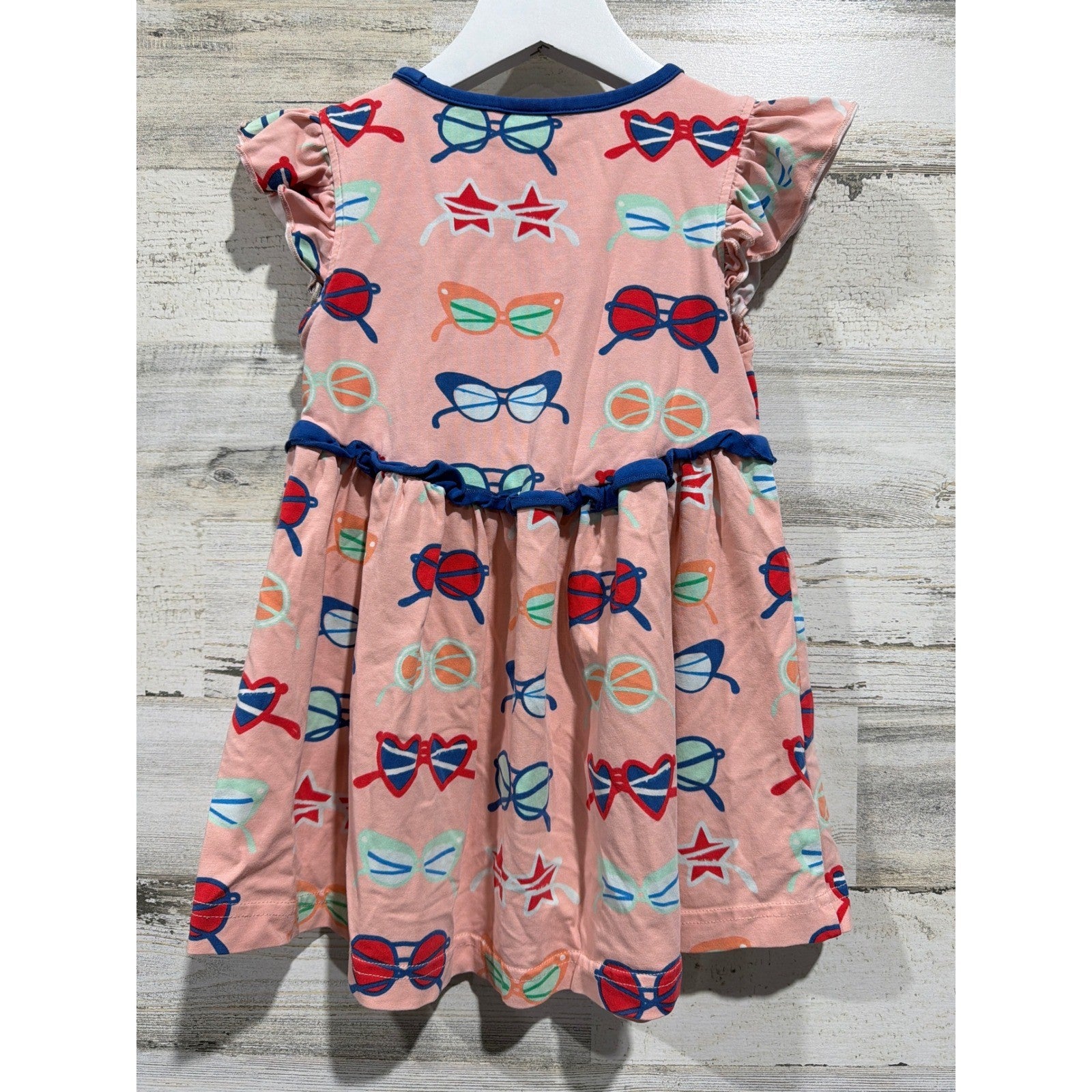 Wildflowers Sunglasses Tunic Dress Girls Size 6 Pink Flutter Sleeve Retro EUC2