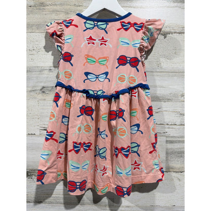 Wildflowers Sunglasses Tunic Dress Girls Size 6 Pink Flutter Sleeve Retro EUC2