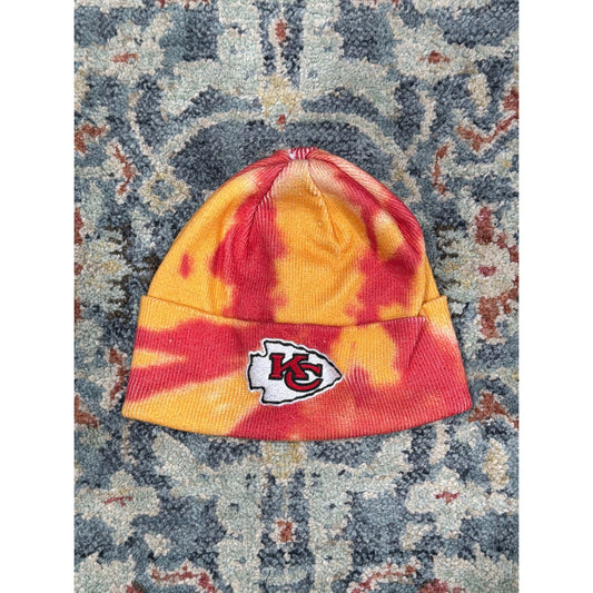 NFL Beanie Hat Youth Size Red Yellow Tie Dye Kansas City Chiefs Sportswear EUC0