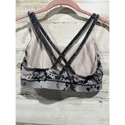 Lululemon Energy Bra Kids Size 8 Black White Snakeskin Strappy EUC1