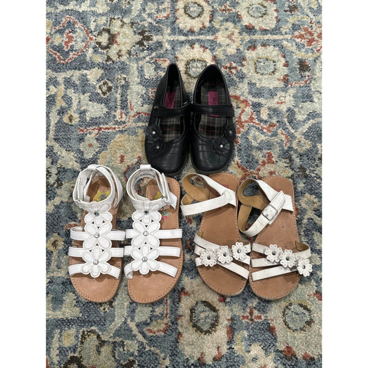 Rachel Shoes Bundle Sandals Flats Girls 13 Black White Floral 3 Pair Bundle GUC0