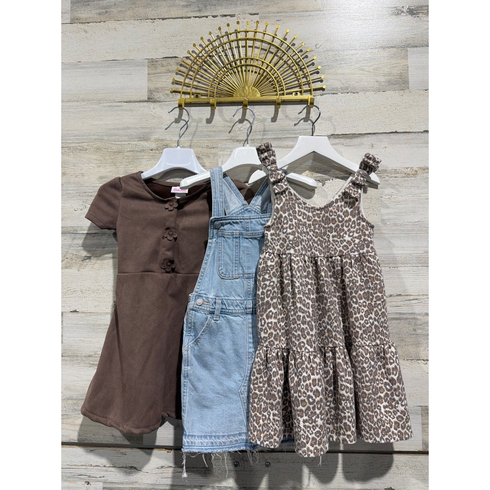 Sincerely Jules Old Navy Dress Bundle Girls 5T Brown Leopard Denim EUC0