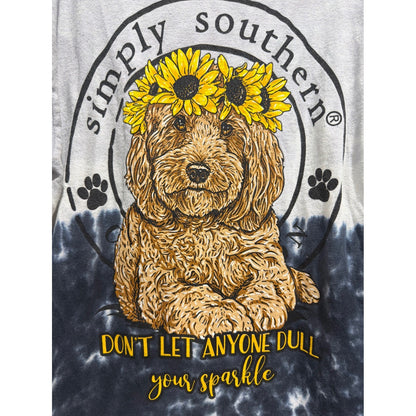 Simply Southern Long Sleeve Shirt Girls Medium Grey Navy Tie Dye Sunflower0