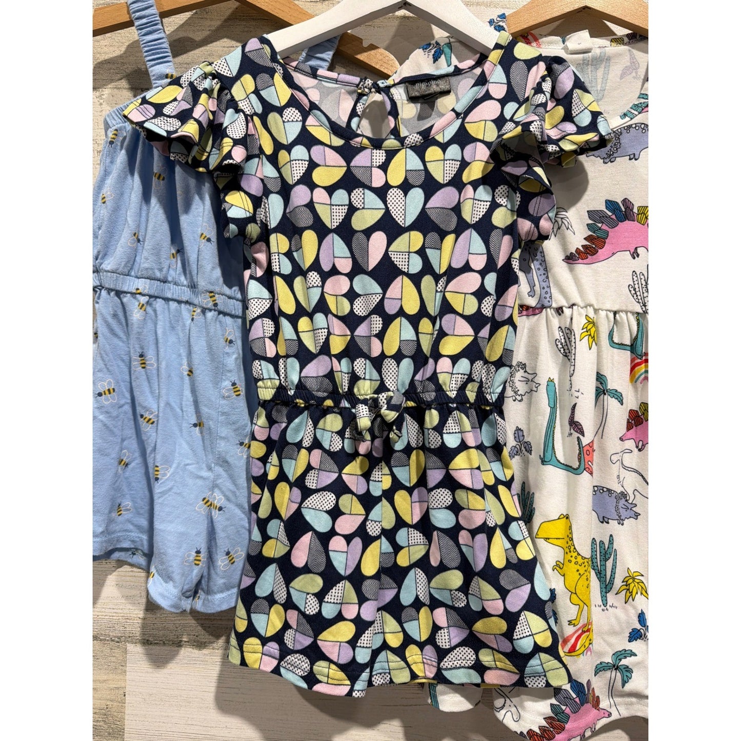 Old Navy SHEIN Picapino Dress Romper Lot Girls 5T Blue White Heart Bee2