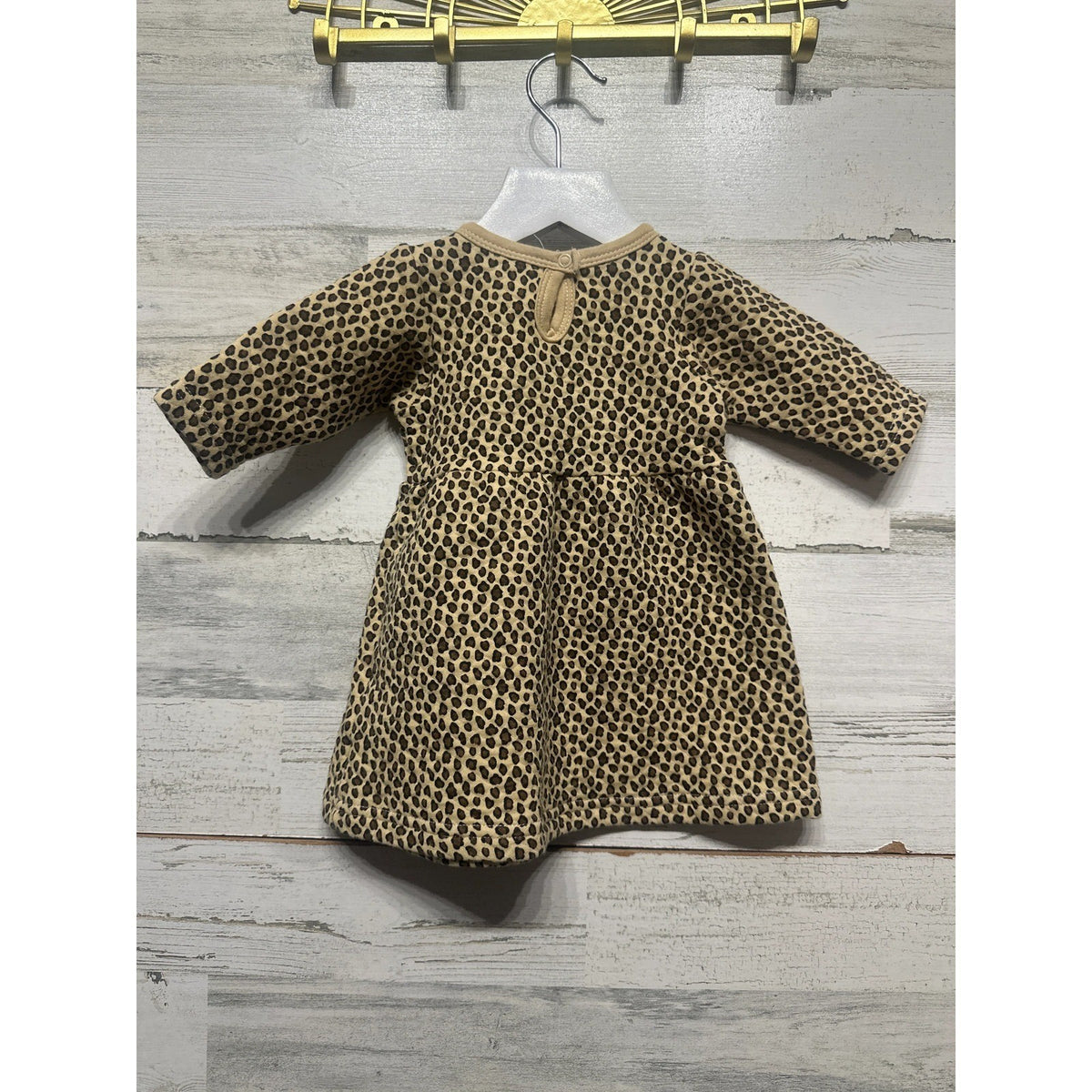HB Leopard Quilted Dress Girls 3-6M Tan Brown Animal Print EUC2