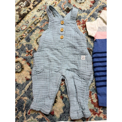 Little Planet Carter's Romper Bundle Boys Newborn Blue Muslin Nautical EUC1