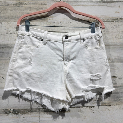 Aerie Distressed Denim Shorts Women M White Cotton Blend Boho Flawed*0