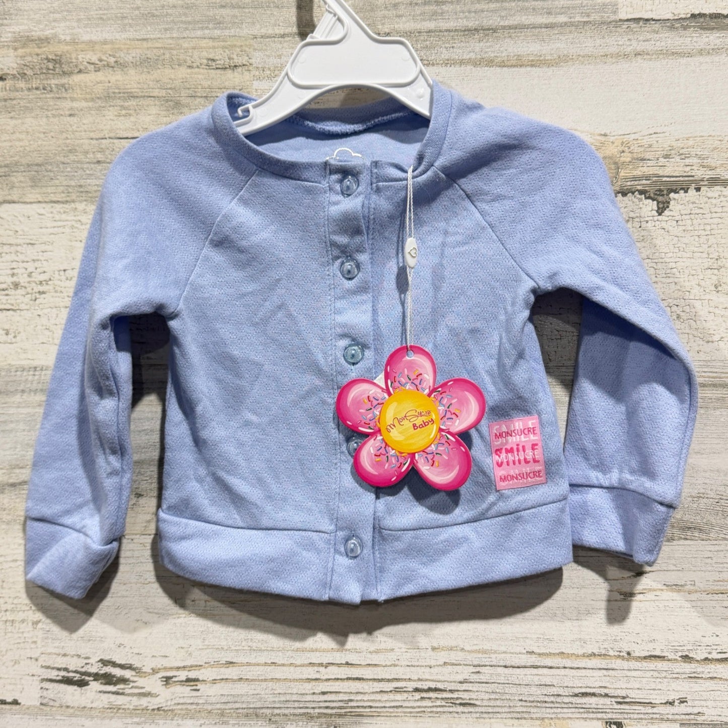 Mon Sucre Cardigan Girls 3-6M Blue Oversized Knit Button Up NWT0