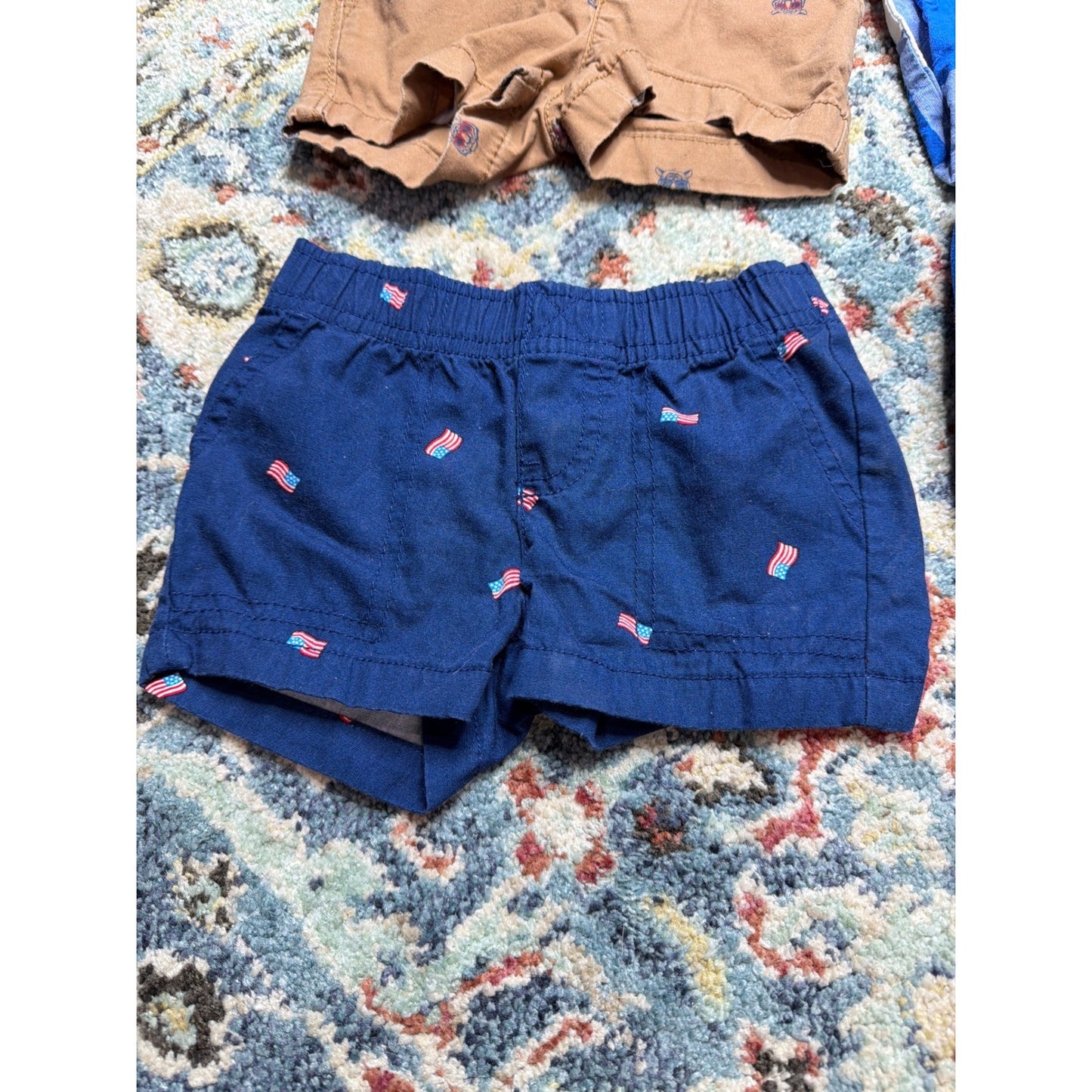 Carter's OshKosh Bundle Boys 6M Blue Plaid Patriotic Carnival Preppy GUC1