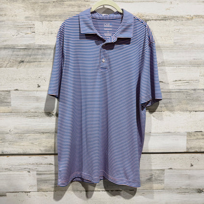 Croft & Barrow Performance Polo Shirt Men XL Blue Pink Striped Casual EUC0