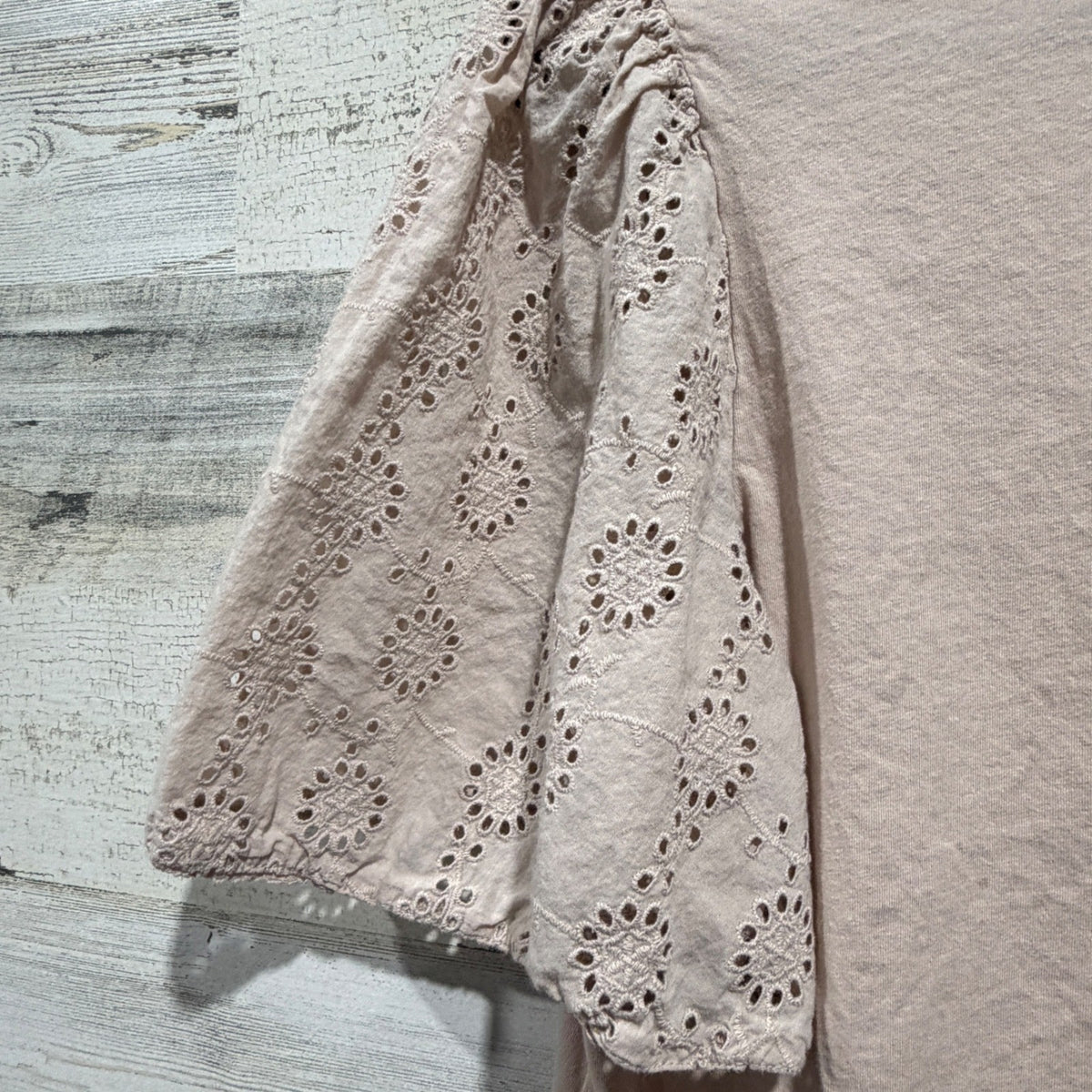 Good Hart Matilda Jane Eyelet Sleeve Top Women M Tan Organic Cotton Boho6