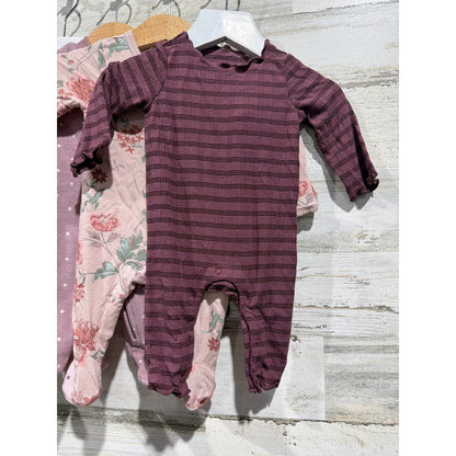 Cloud Island Carters Girls Newborn Pink Purple Floral Sleepers Bundle2