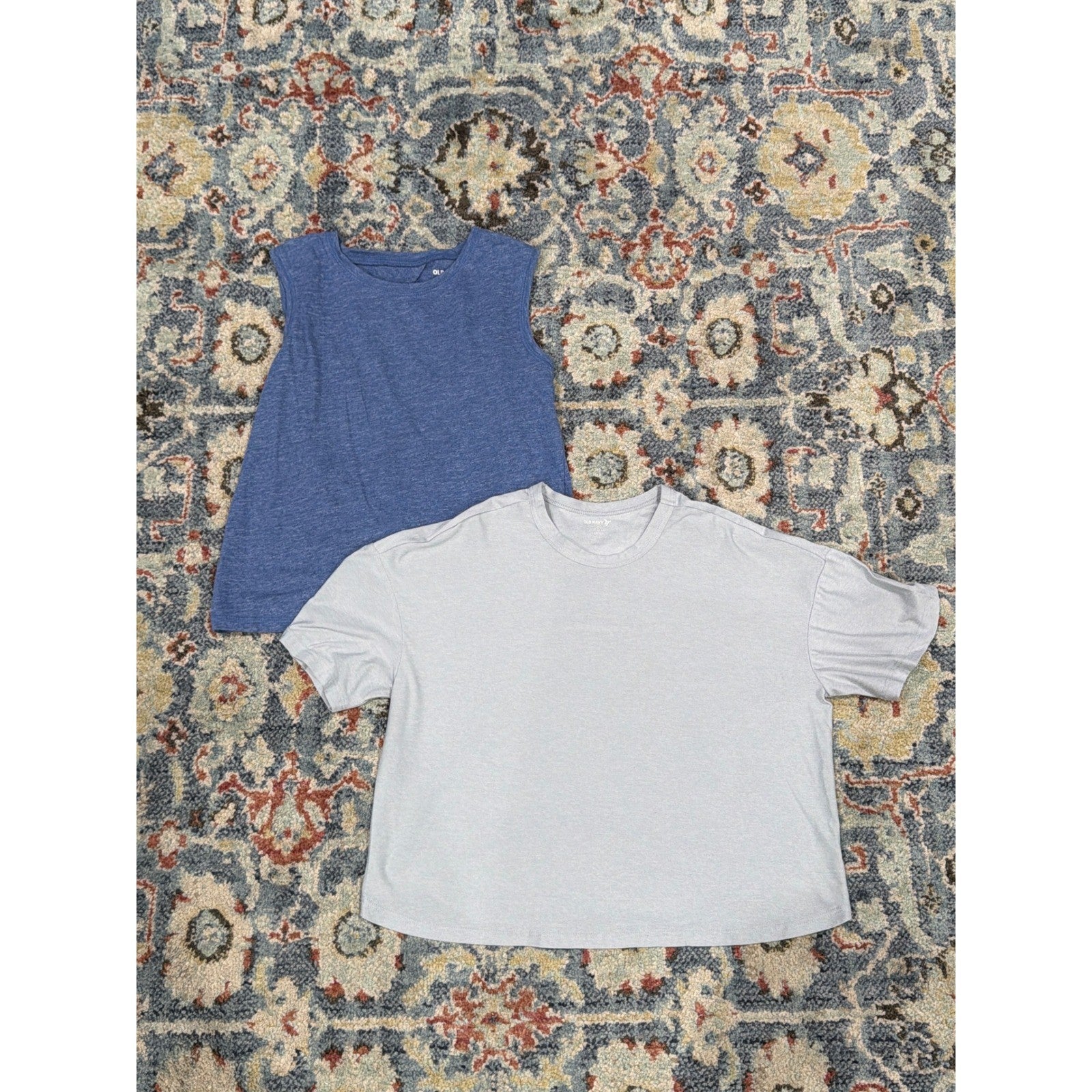 Old Navy Shirt Bundle Girls 10/12 Blue Grey Tank Tee Active Basics Casual EUC0