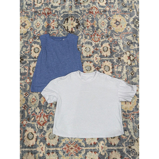 Old Navy Shirt Bundle Girls 10/12 Blue Grey Tank Tee Active Basics Casual EUC0