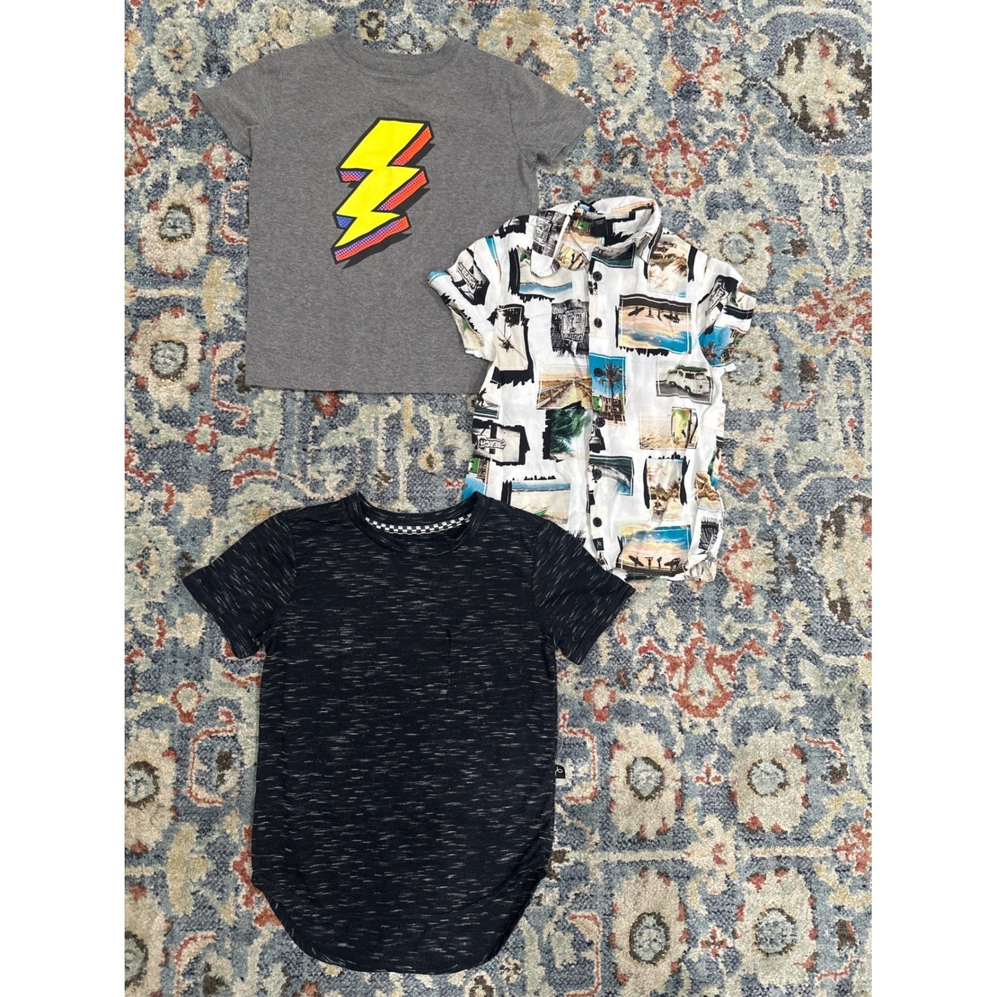 Cat & Jack Art Class Shirts Bundle Boys XS 4/5 Multicolor Graphic Button Up0