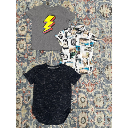 Cat & Jack Art Class Shirts Bundle Boys XS 4/5 Multicolor Graphic Button Up0