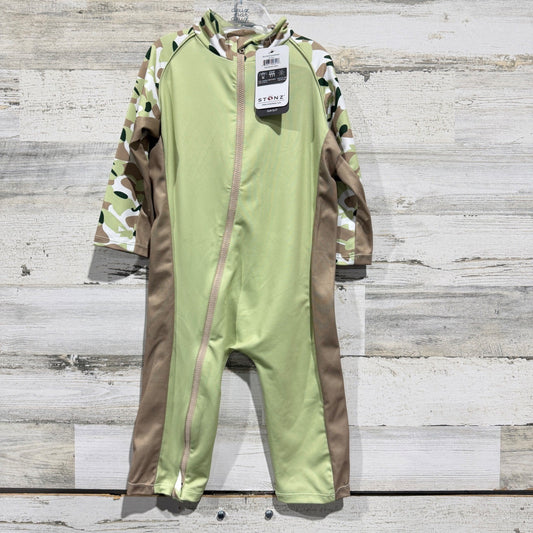 Stonz Sun Suit Boys 18-24M Green Camo UPF 50 Rash Guard Gorpcore NWT0