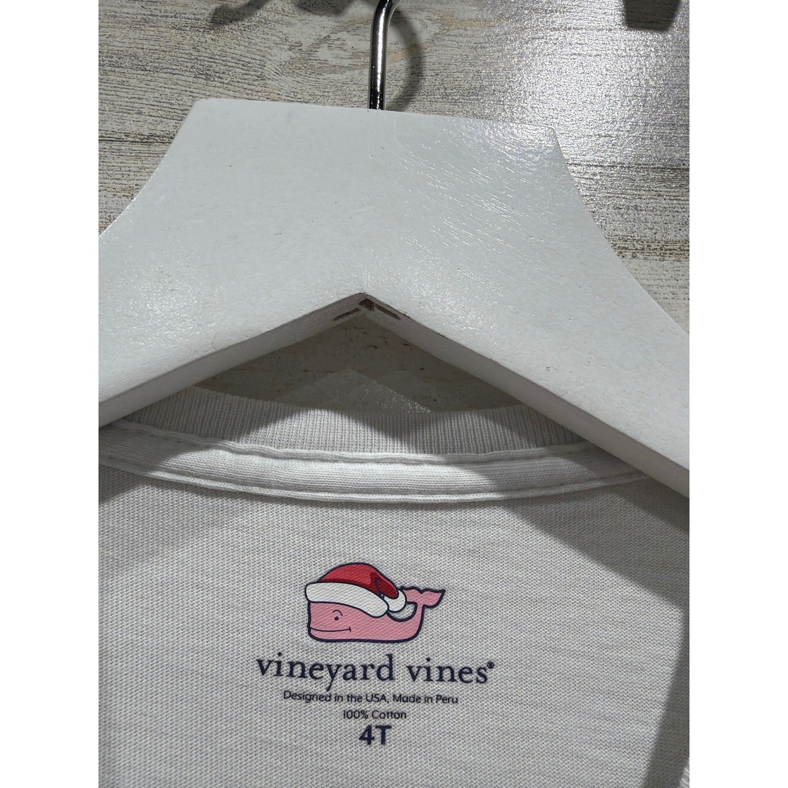 Vineyard Vines Shirt Boys 4T White Santa Whale Long Sleeve Christmas Preppy3