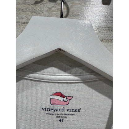 Vineyard Vines Shirt Boys 4T White Santa Whale Long Sleeve Christmas Preppy3