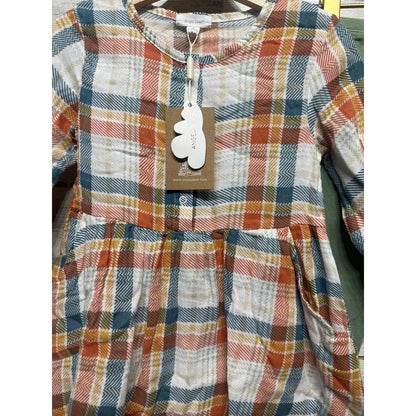 Angel Dear Tunic and Leggings Set Girls 3T Green Orange Plaid Muslin NWT1