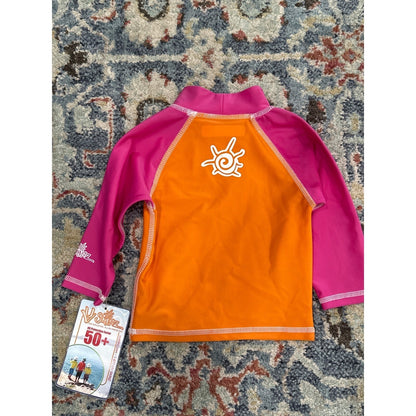UV Skinz Rash Guard Girls 6M Orange Pink UPF 50+ Long Sleeve NWT3