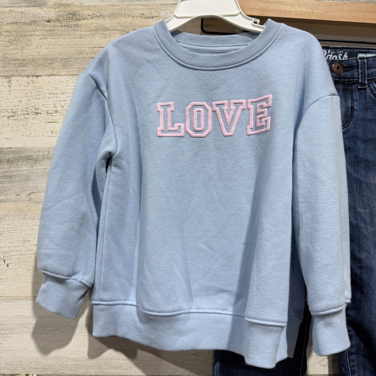 Cat & Jack OshKosh Sweatshirt Jeans Bundle Girls 4T Pink Blue Denim Casual3