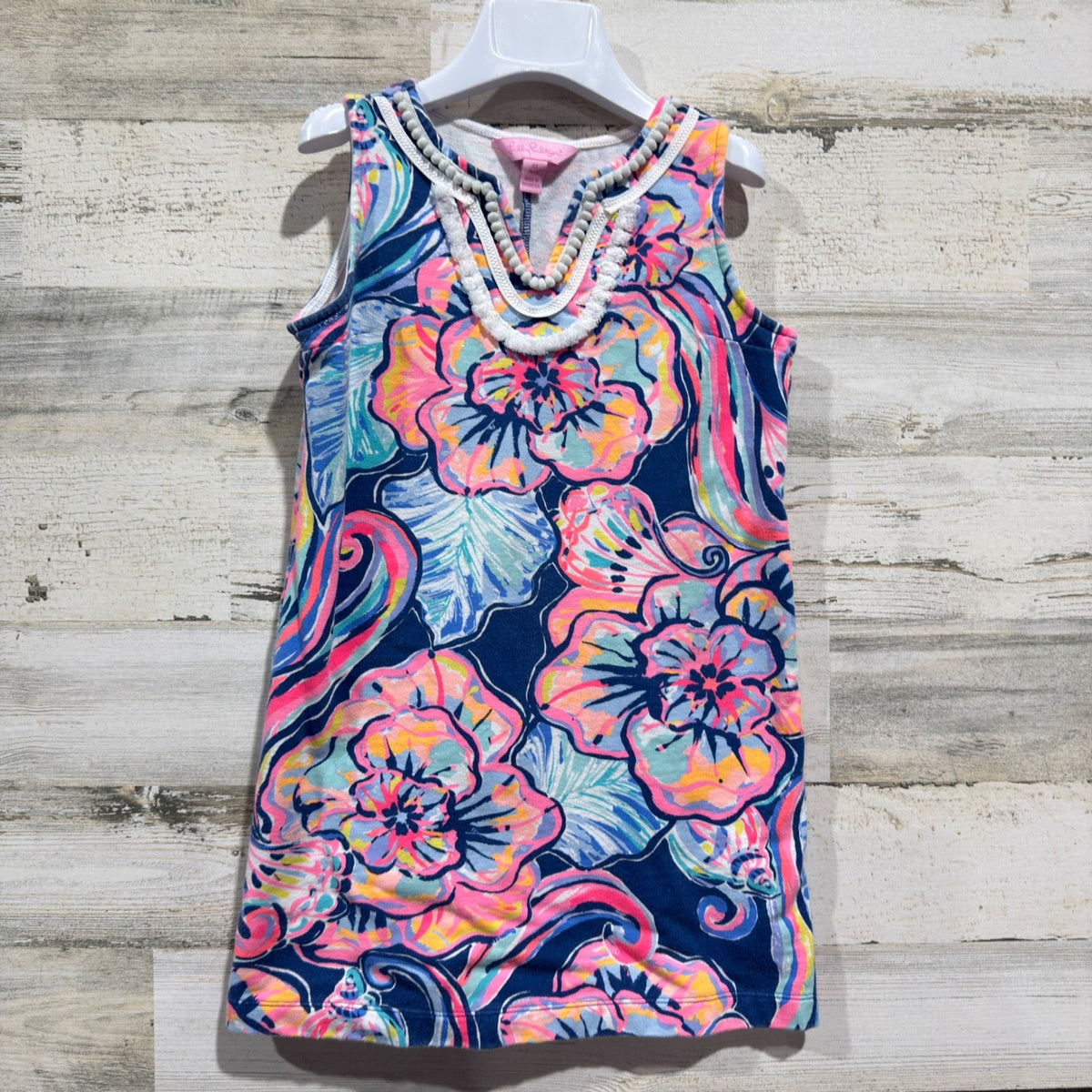 Lilly Pulitzer Little Skipper Shift Dress Girls M Multi Floral Cotton Preppy0