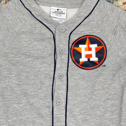 MLB Houston Astros Jersey Boys Youth Small 8 Gray Button Front Baseball EUC1