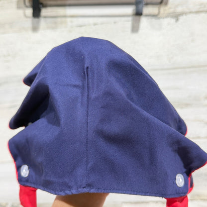 The Beaufort Bonnet Company Bonnet Large Navy Red Button Back Preppy *Flawed1
