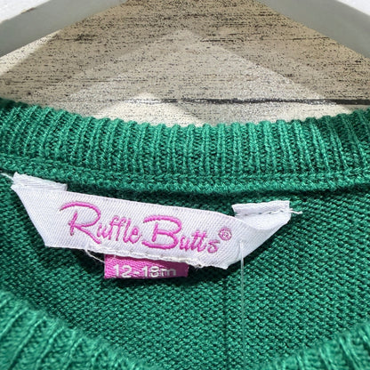 Ruffle Butts Cardigan Tights Set Girls 12-18M Green Floral Holiday NWT5