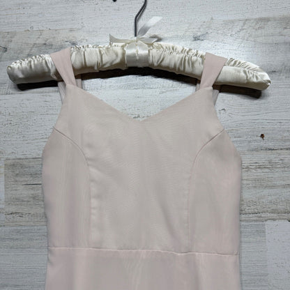Azazie Chiffon Dress Girls J10 Blush Pink V-Neck Back Tie Formal Balletcore EUC1