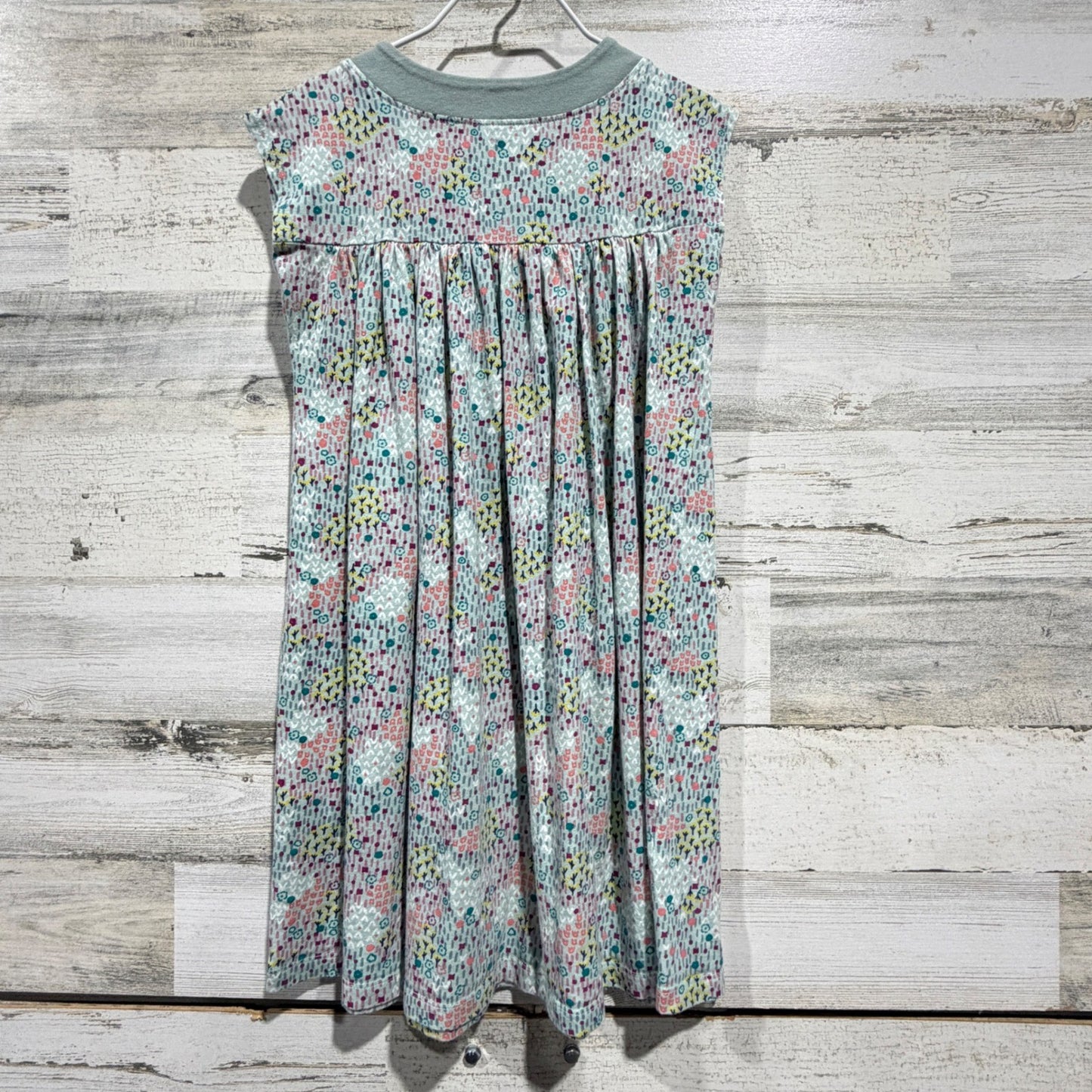 Tea Collection Dress Girls 7 Green Multi Floral Cotton Jersey Boho EUC3