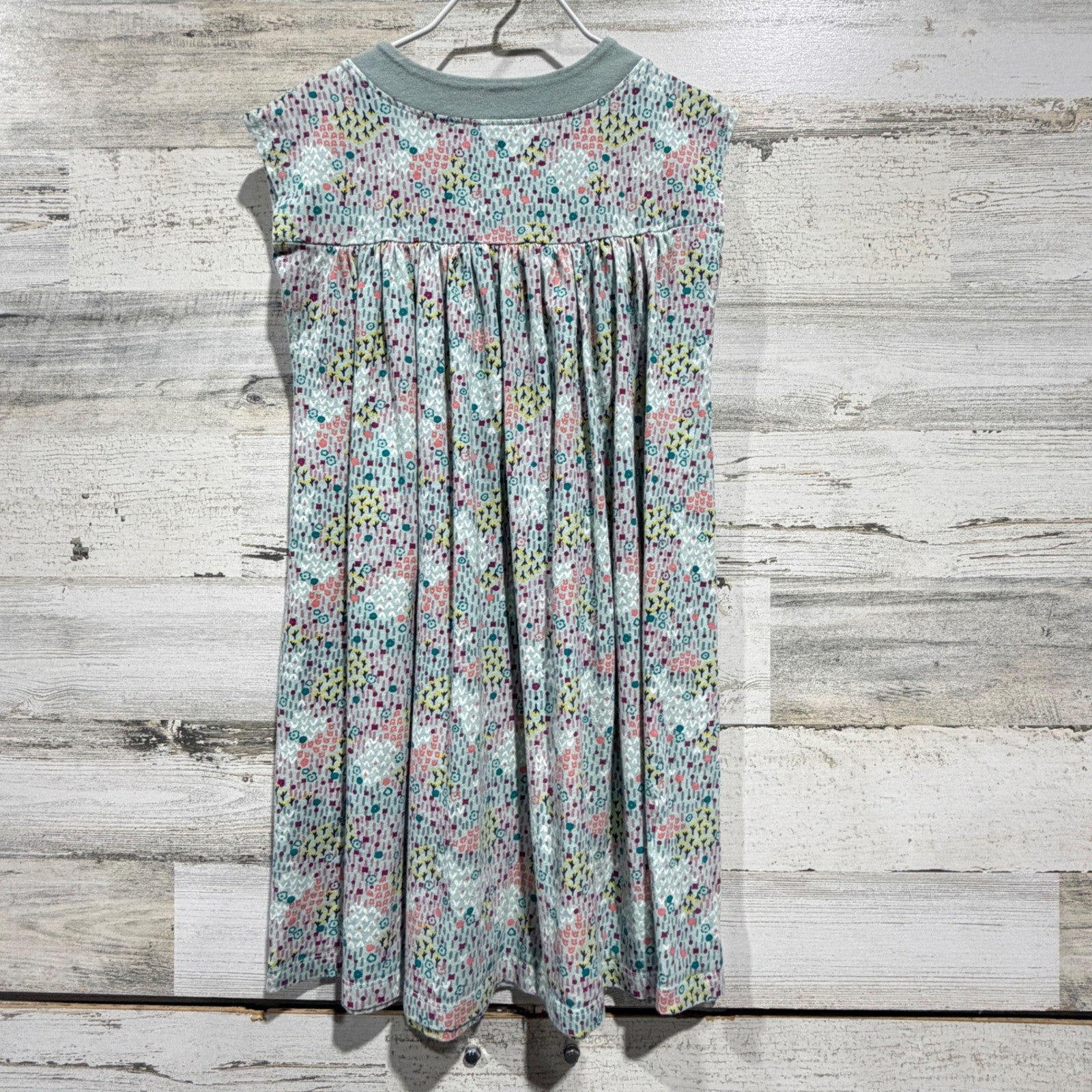 Tea Collection Dress Girls 7 Green Multi Floral Cotton Jersey Boho EUC3