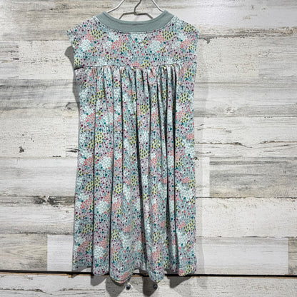Tea Collection Dress Girls 7 Green Multi Floral Cotton Jersey Boho EUC3