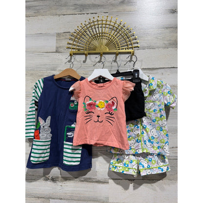 Hello Kitty Cat & Jack Girls 2T Pink Navy Bundle Pajamas Dress Shorts EUC0