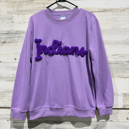 Indians Sweatshirt Women M Purple Chenille Patch Varsity Game Day PNG EUC0