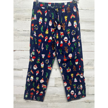 Hanna Andersson Christmas Pajama Pants Adult Medium Navy Ornament Print0