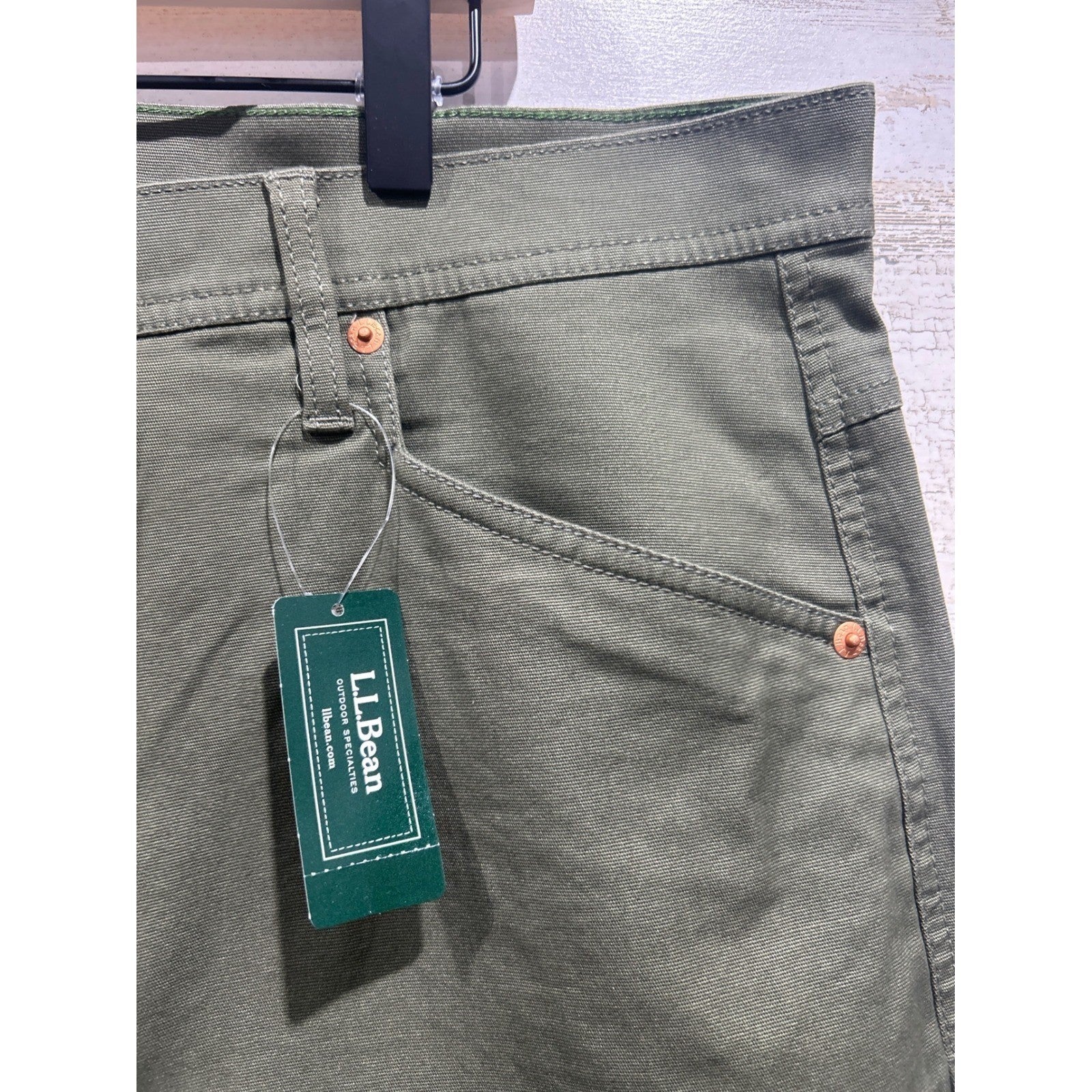 L.L. Bean Canvas Pants Mens 40x34 Green 5-Pocket Gorpcore NWT *Flawed*1