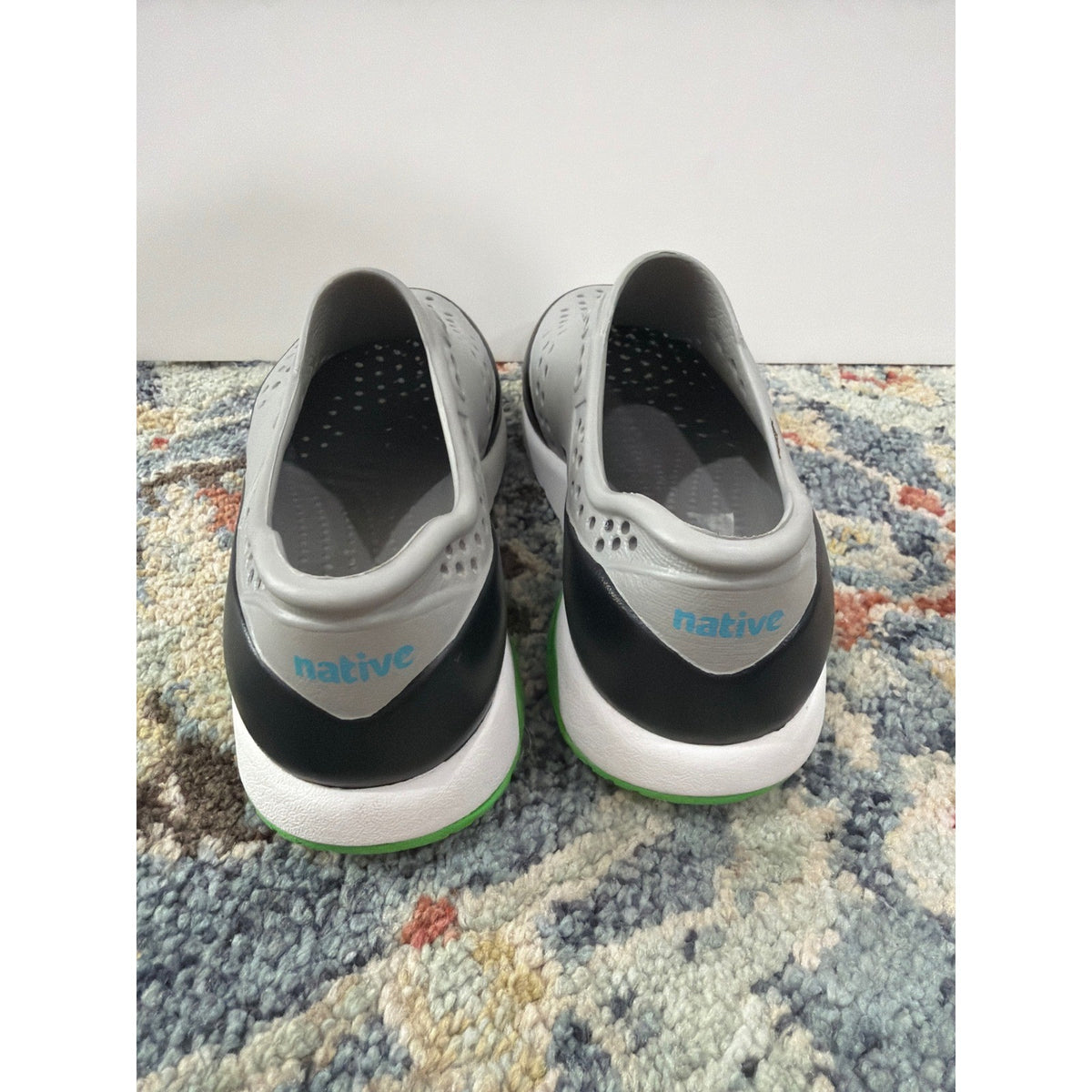 Native Jefferson Block Boys C13 Grey Black Slip On EVA Water Shoes EUC3