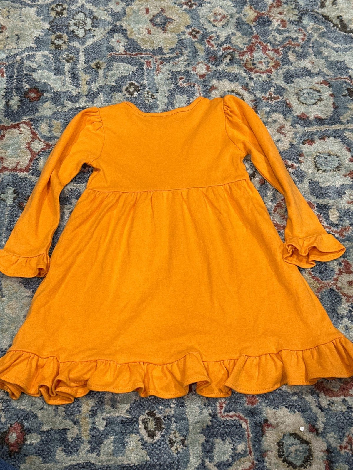 Blanks Boutique Dress Girls 3T Orange Ruffle Long Sleeve EUC2