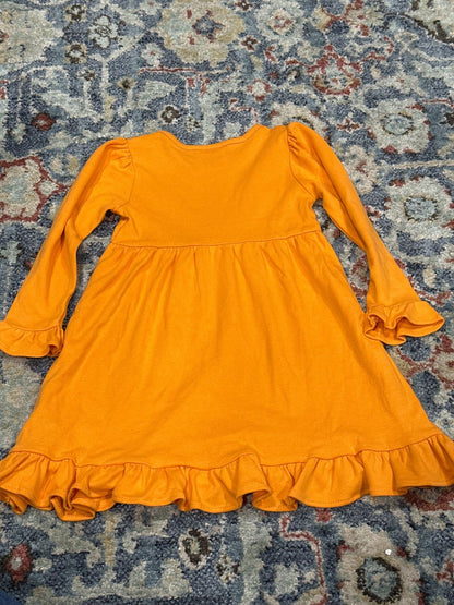 Blanks Boutique Dress Girls 3T Orange Ruffle Long Sleeve EUC2