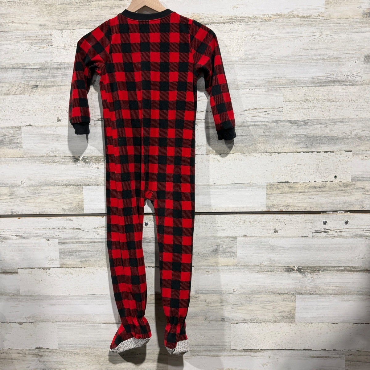 Carter's Buffalo Plaid Footed Pajamas Boys 7 Red Black Fleece Holiday Classic3