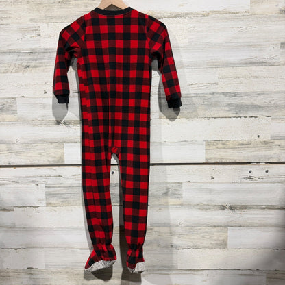 Carter's Buffalo Plaid Footed Pajamas Boys 7 Red Black Fleece Holiday Classic3