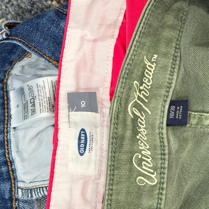 Old Navy Universal Thread Shorts Women 10 Pink Blue Green Casual Bundle EUC7