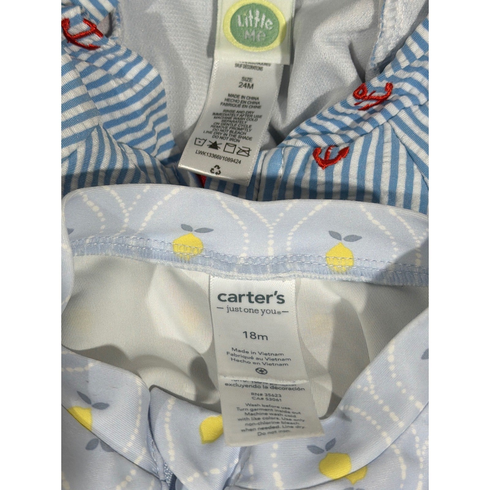 Little Me Carter's Rash Guard Swimsuit Girls 18-24M Blue Lemon Anchor5