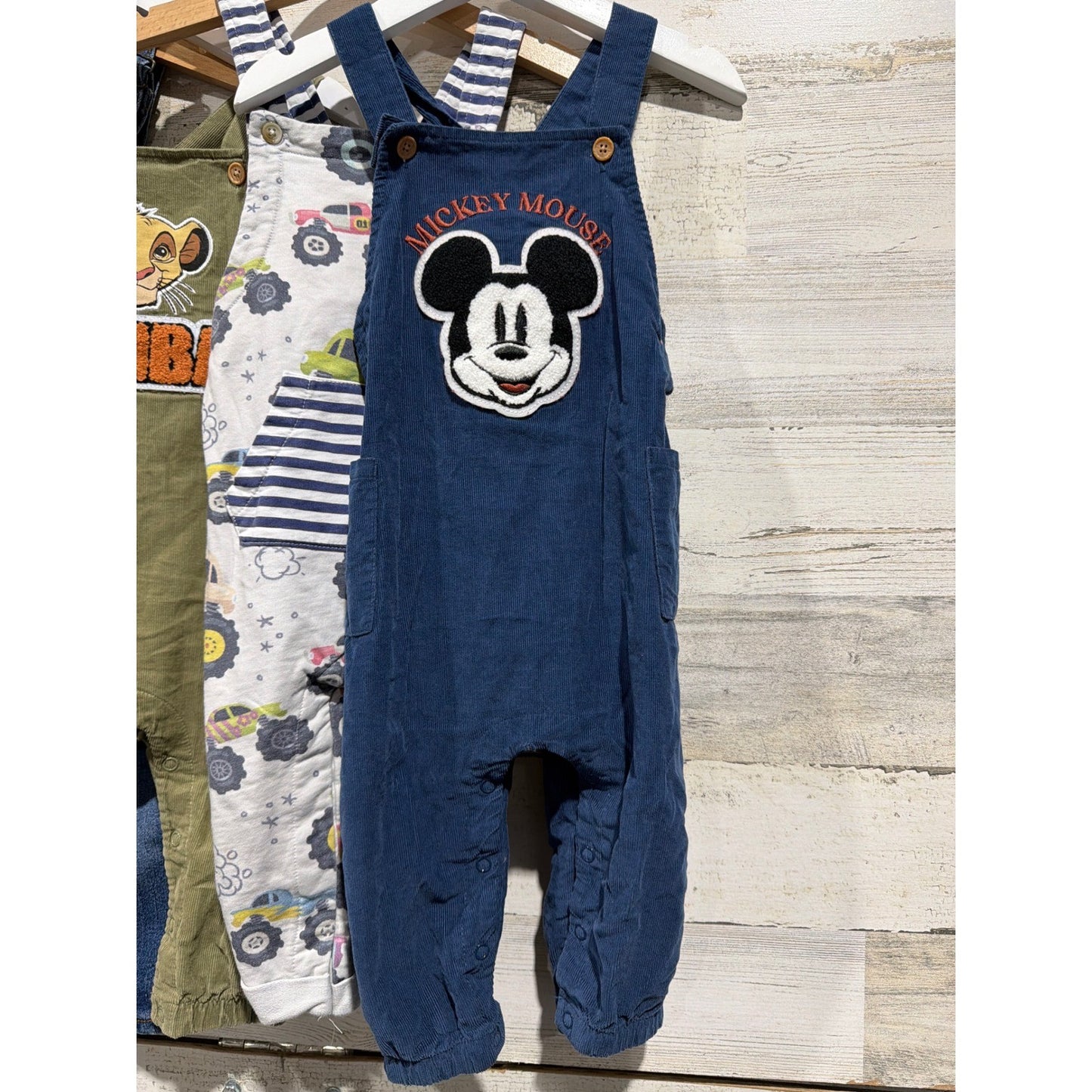 Oshkosh Disney Romper Overall Bundle Boys 18M Simba Mickey Monster Truck1
